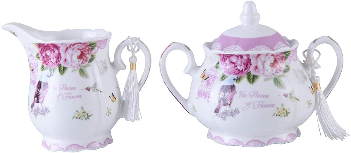 London Boutique Teapot Sugar Bowl and Cream Milk Jug Shabby Chic Vinta