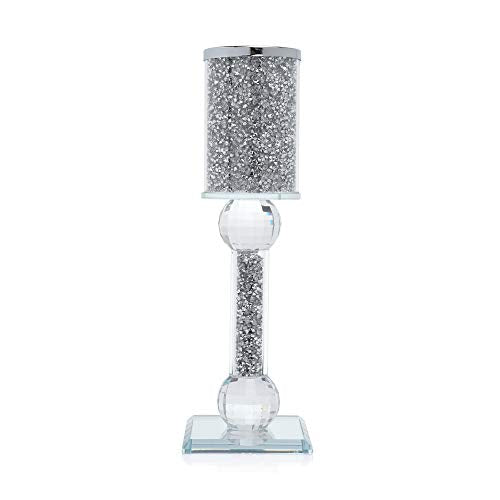 London Boutique Crystal Candle Holder Sparkle Crushed Diamond Filled Square base (1)