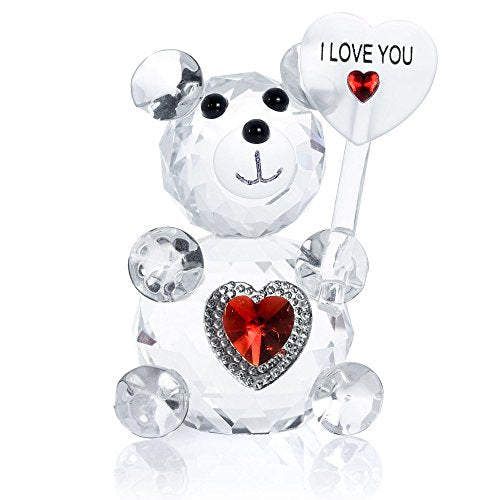 London Boutique Decorative Crystal Teddy Bear New Baby Girl Boy I love you Friendship Gift Prsent (I love you)
