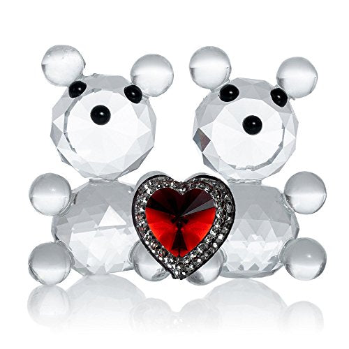 London Boutique Decorative Crystal Teddy Bear New Baby Girl Boy I love you Friendship Gift Prsent (Heart Teddy Bear)