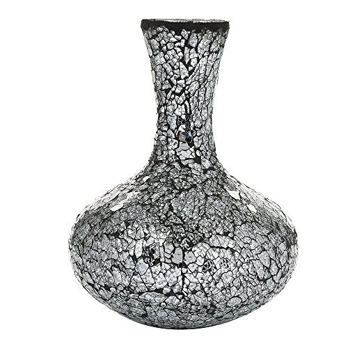 Vases for Flowers Decorative Crackle Glitter Sparkled Mercury Mosaic Bottle Bulb Shaped gift present 006 (Black Silver)
