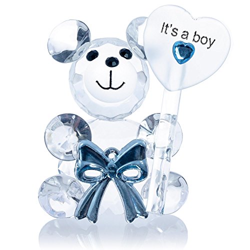 London Boutique Decorative Crystal Teddy Bear New Baby Girl Boy I love you Friendship Gift Prsent (It's a boy)