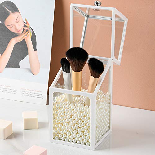 London Boutique Makeup Brush Holder With Lid Storage Cosmetic Organise