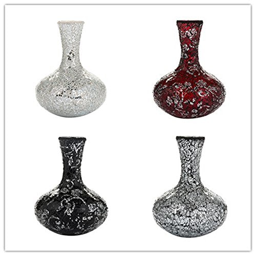 Decorative Vase Red factory Black Glittered Silver 19