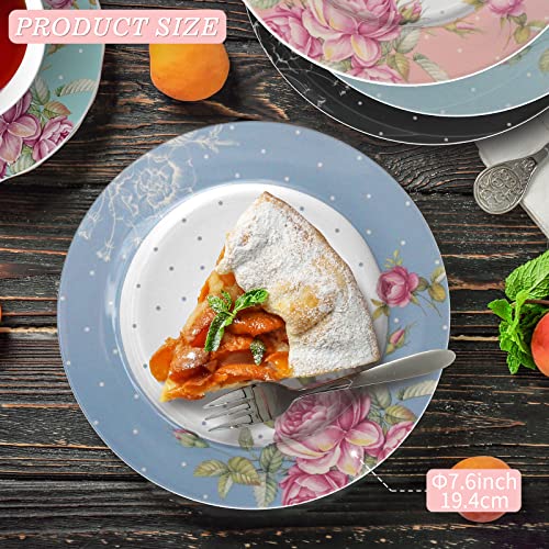 Set 4 Piatti Dessert Porcellana Rosa - Stile Shabby Chic Per Tè Pomeridiano - Foto 10