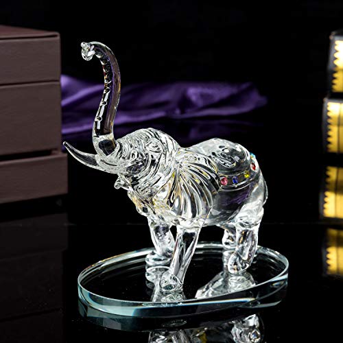 London Boutique Decorative Crystal Glass Animal Elephant Ornament Figurines Giftware Present Mother Child (Single)
