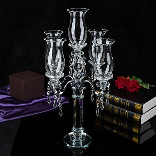 London Boutique Crystal Candelabra Tea Light Candle Holders 5 Arms Decorative with swarovski crystal elements Gift Present (5 Arms)