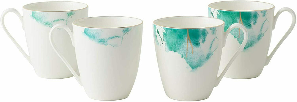 ea Coffee Cups Mugs Set 4 Premium Porcelain (Water Colour)