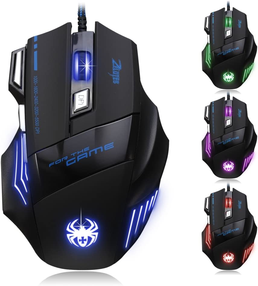 Wired Gaming Mouse ZELOTES Professional LED Optical 7200 DPI 6 Button USB